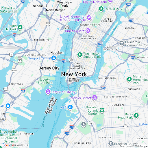 Map view of New York area